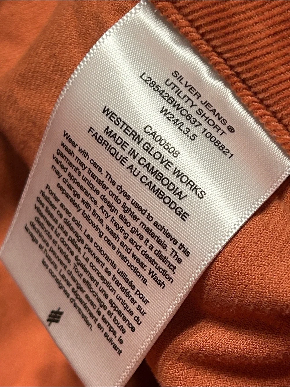 🎩Silver Jeans High-Rise Cargo Pocket Shorts in coral size w24/L3.5 NWT